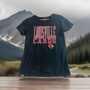 Louisville Cards T-shirt Womens Medium Black Relaxed Fit Soft Graphic Print